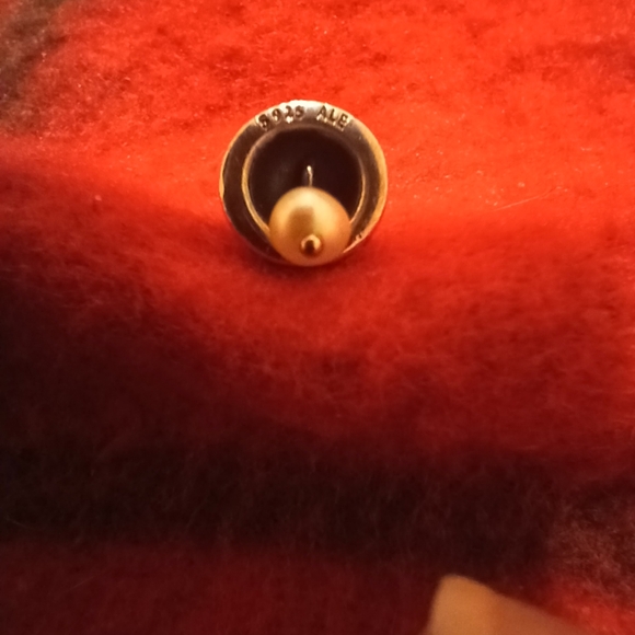 RETIRED Silver Pandora Wedding Bell Charm with pearl Dangle - Picture 3 of 4